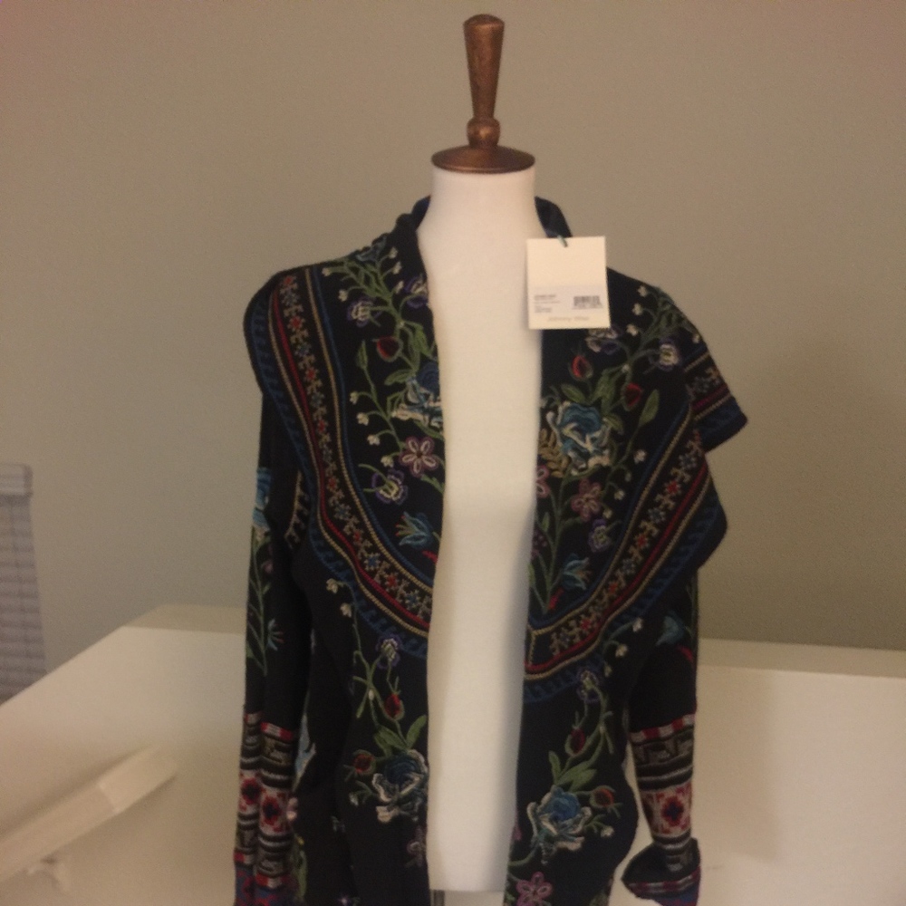 NWTS Johnny Was Biya Mavi Hooded Cardigan